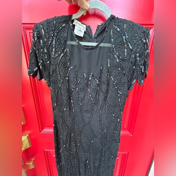 Vintage Stenay Beaded Silk dress Size 10 - Picture 5 of 7